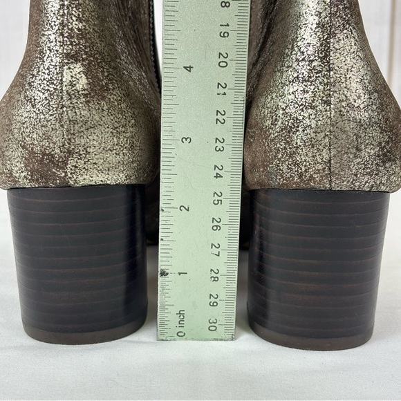 Kenneth Cole Ankle Boots Distressed Brown Silver Metallic Chunky Heel Size 8.5 - Picture 16 of 16